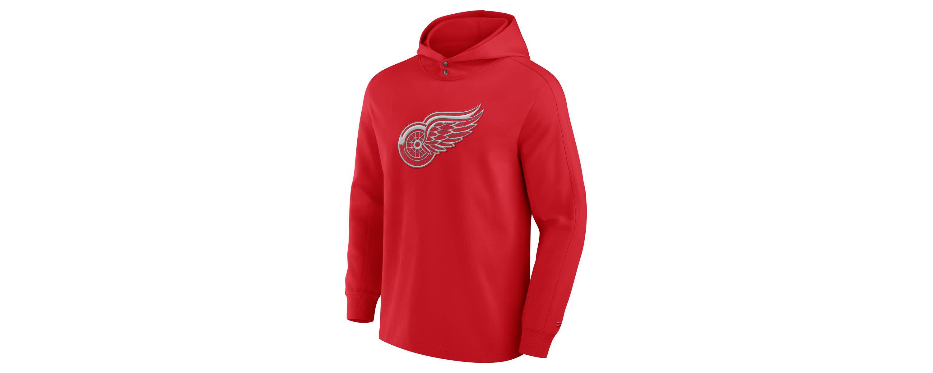NHL Fanatics Detroit Wings Elements Blaze Tri-Blend Long Sleeve Hoodie T-Shirt