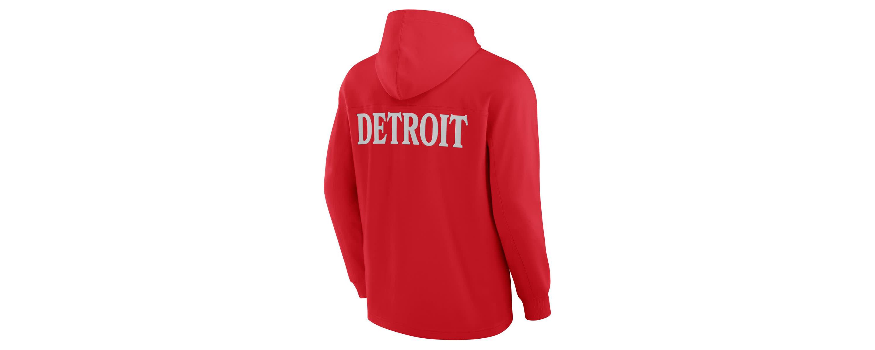 NHL Fanatics Detroit Wings Elements Blaze Tri-Blend Long Sleeve Hoodie T-Shirt