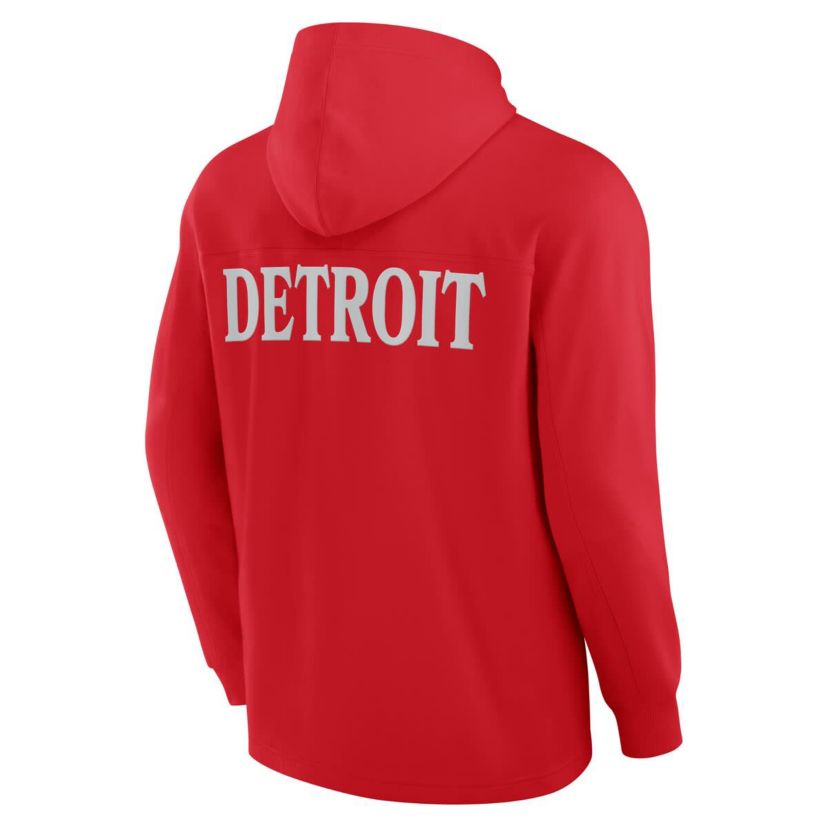 NHL Fanatics Detroit Wings Elements Blaze Tri-Blend Long Sleeve Hoodie T-Shirt