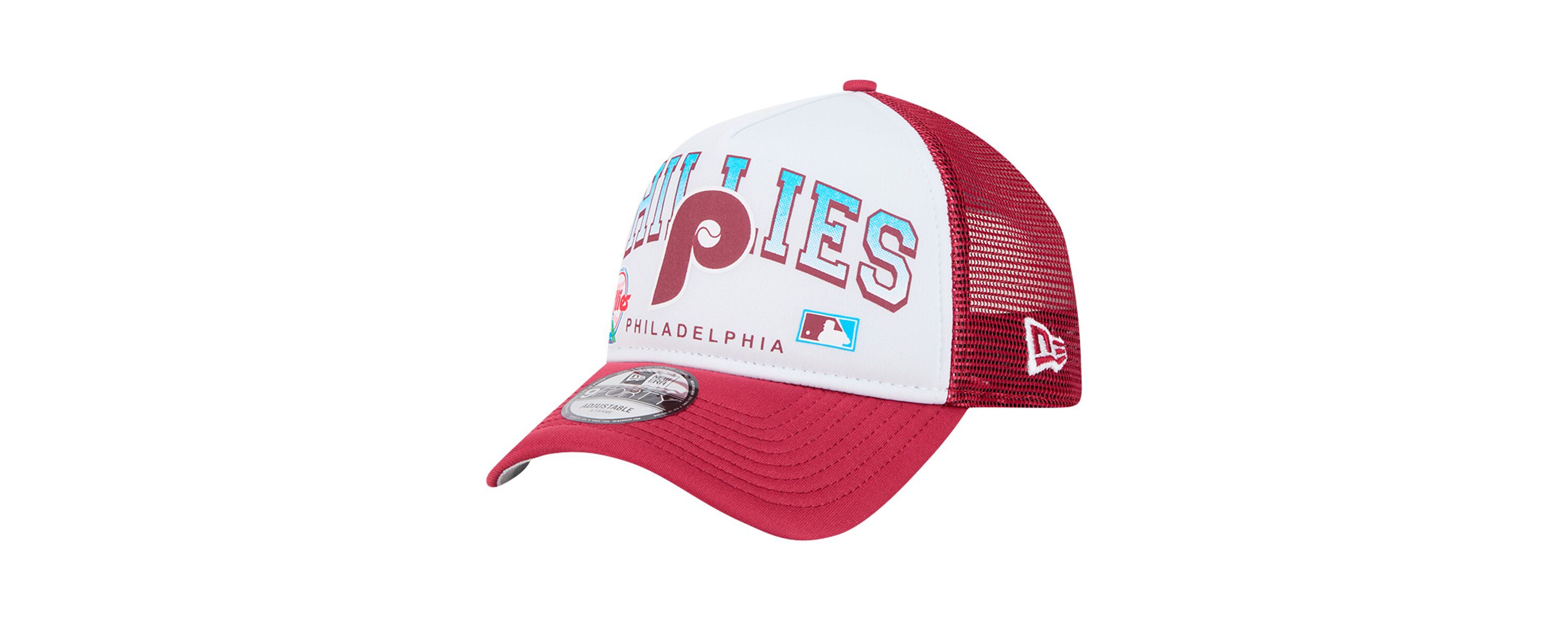 MLB Philadelphia Phillies Retro Wordmark 9FORTY A-Frame Trucker Adjustable Hat