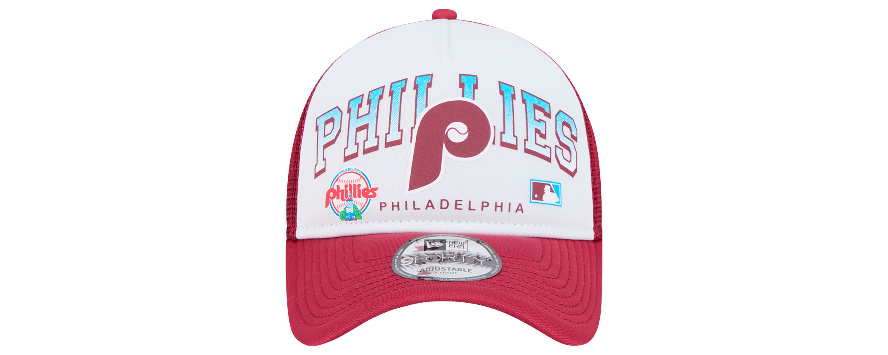 MLB Philadelphia Phillies Retro Wordmark 9FORTY A-Frame Trucker Adjustable Hat
