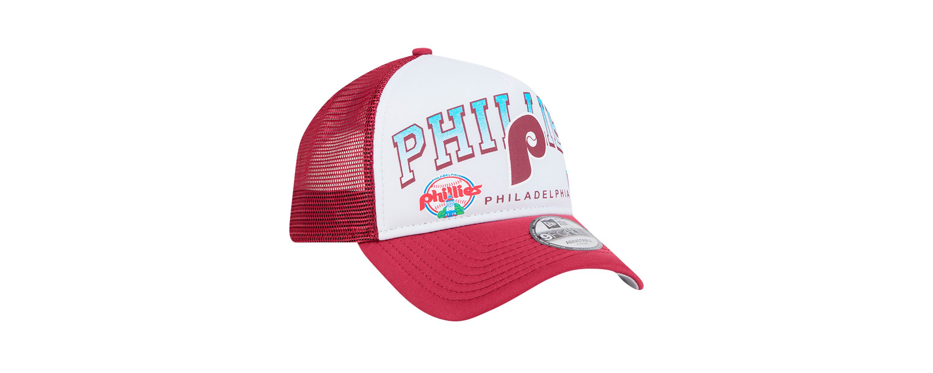 MLB Philadelphia Phillies Retro Wordmark 9FORTY A-Frame Trucker Adjustable Hat