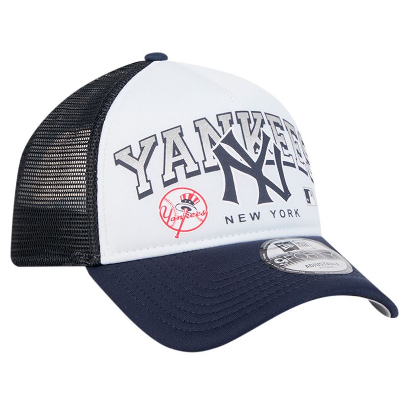 MLB New York Yankees Retro Wordmark 9FORTY A-Frame Trucker Adjustable Hat