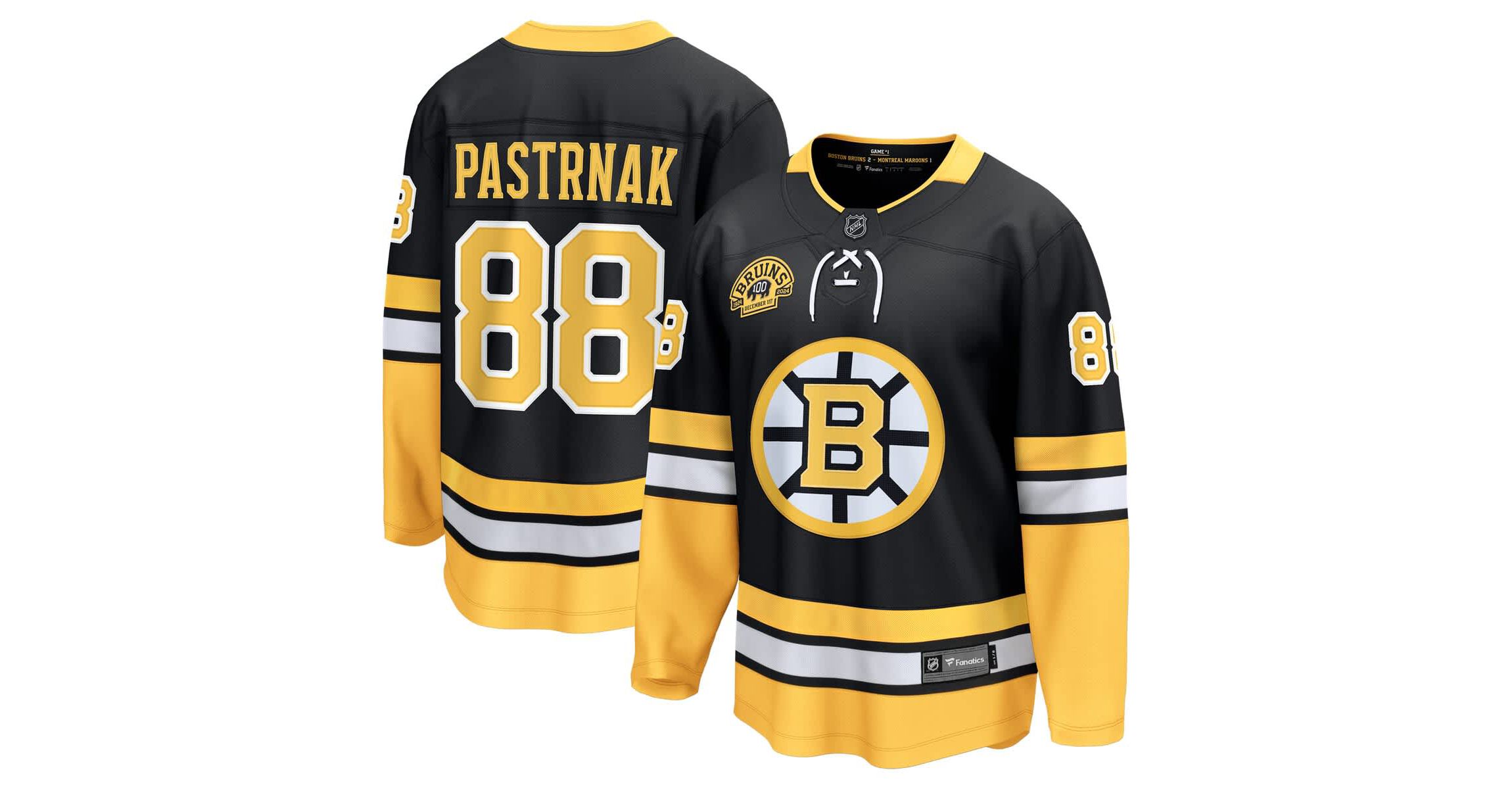 NHL Fanatics David Pastrnak 100th Anniversary Breakaway Jersey