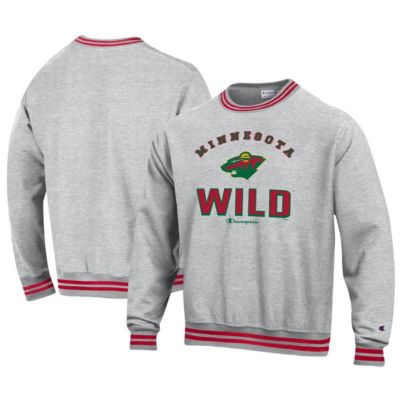 Champion Men's NHL Minnesota Wild Reverse Weave Yarn Dye Pullover Sweatshirt, Red, Medium