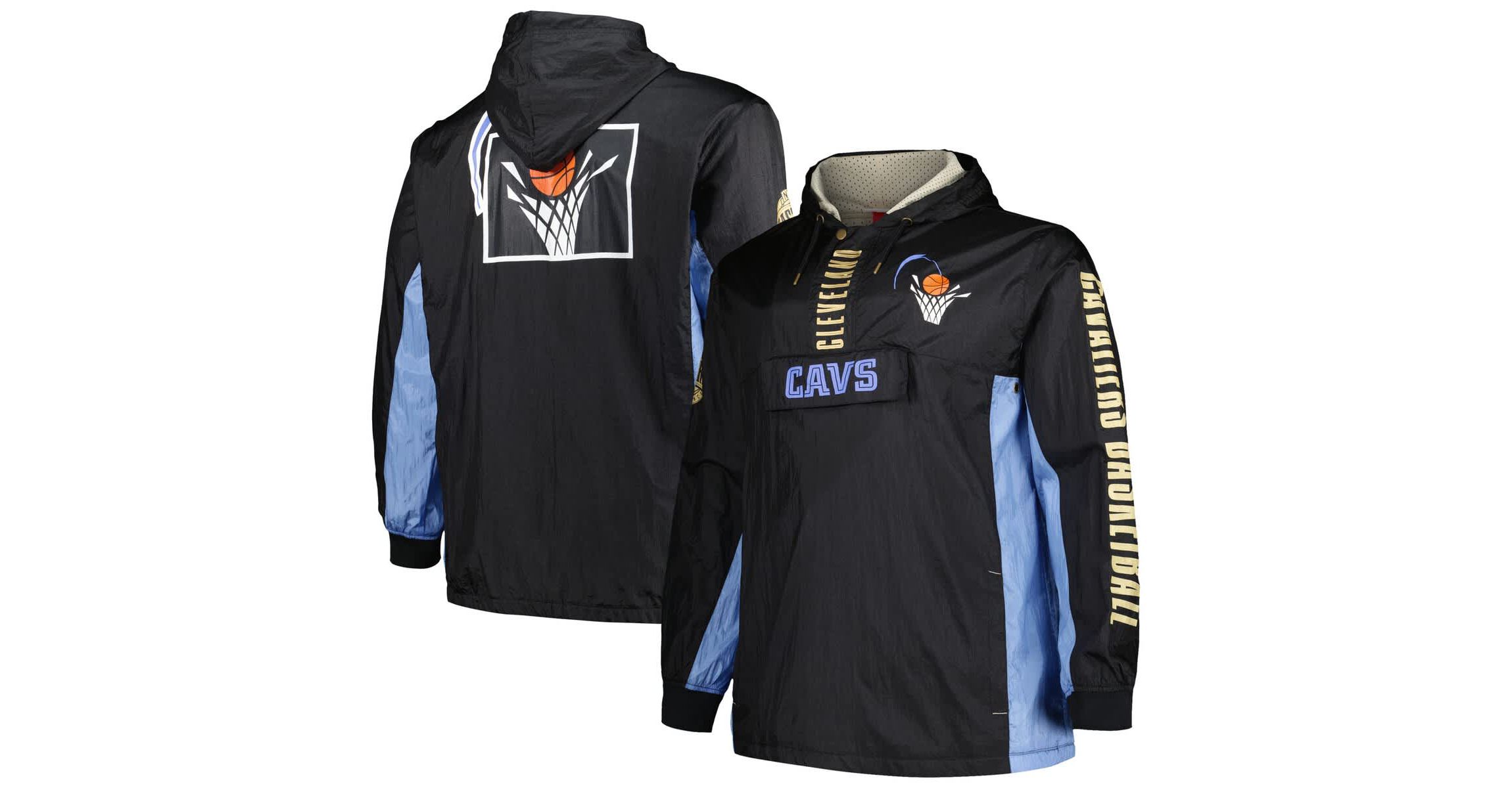 NBA Cleveland Cavaliers Big & Tall Hardwood Classics Team OG 2.0 Anorak Hoodie Quarter-Zip Windbreaker Jacket