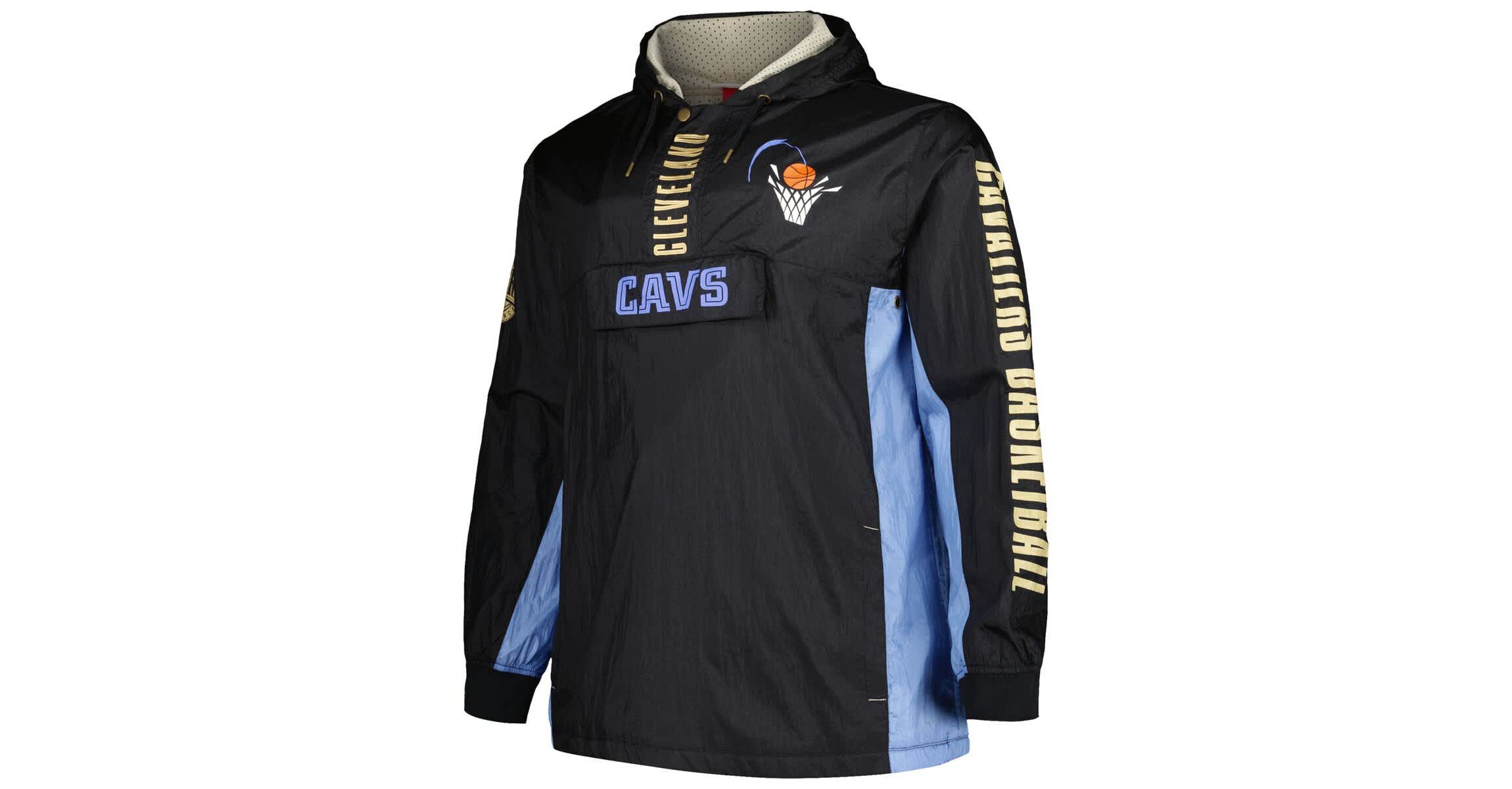 NBA Cleveland Cavaliers Big & Tall Hardwood Classics Team OG 2.0 Anorak Hoodie Quarter-Zip Windbreaker Jacket