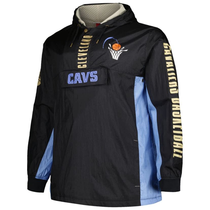 NBA Cleveland Cavaliers Big & Tall Hardwood Classics Team OG 2.0 Anorak Hoodie Quarter-Zip Windbreaker Jacket