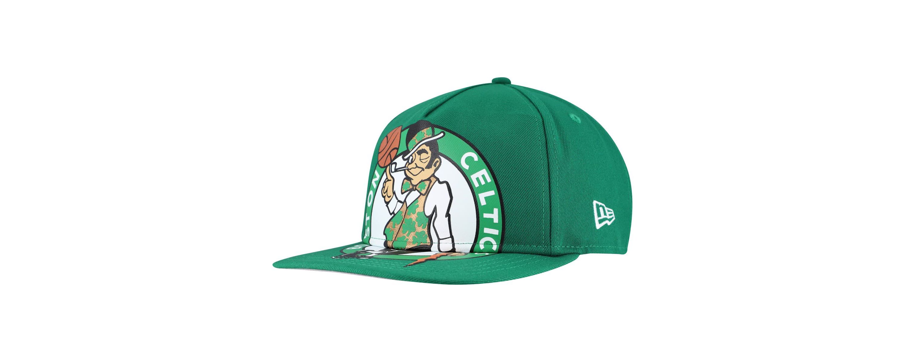 NBA Kelly Boston Celtics Oversized Puff Print Logo Golfer Snapback Hat