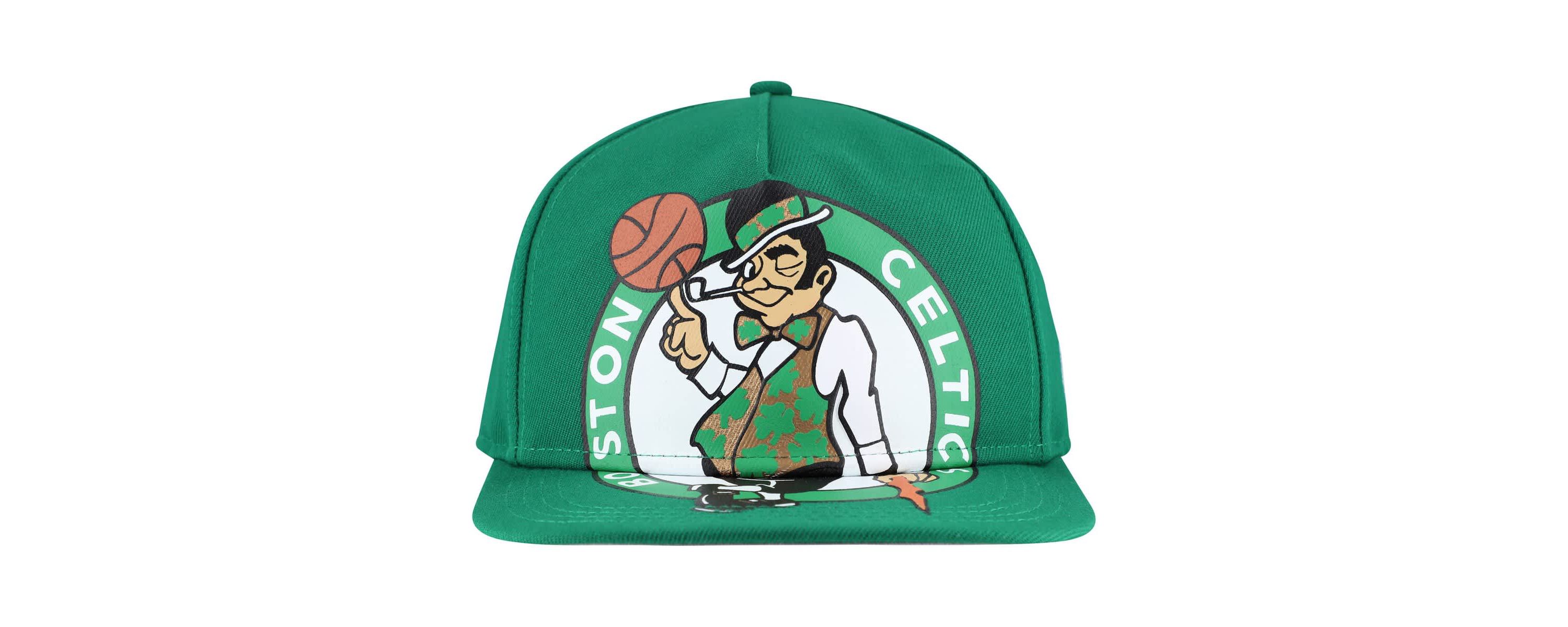 NBA Kelly Boston Celtics Oversized Puff Print Logo Golfer Snapback Hat