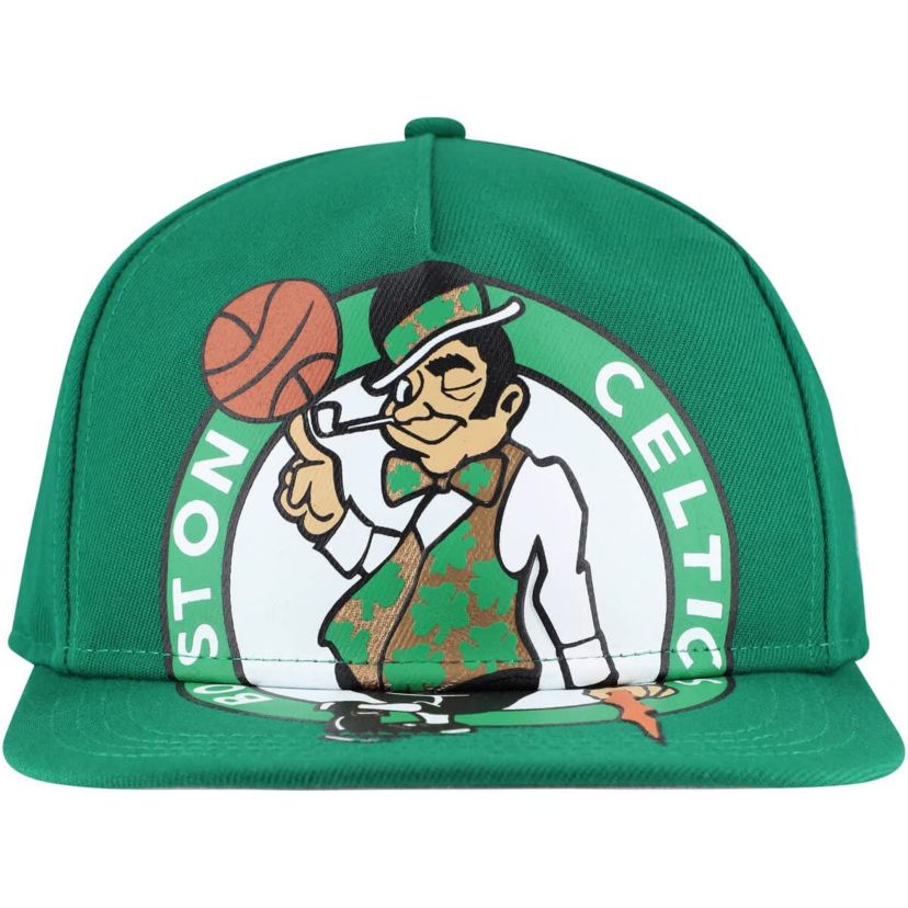 NBA Kelly Boston Celtics Oversized Puff Print Logo Golfer Snapback Hat