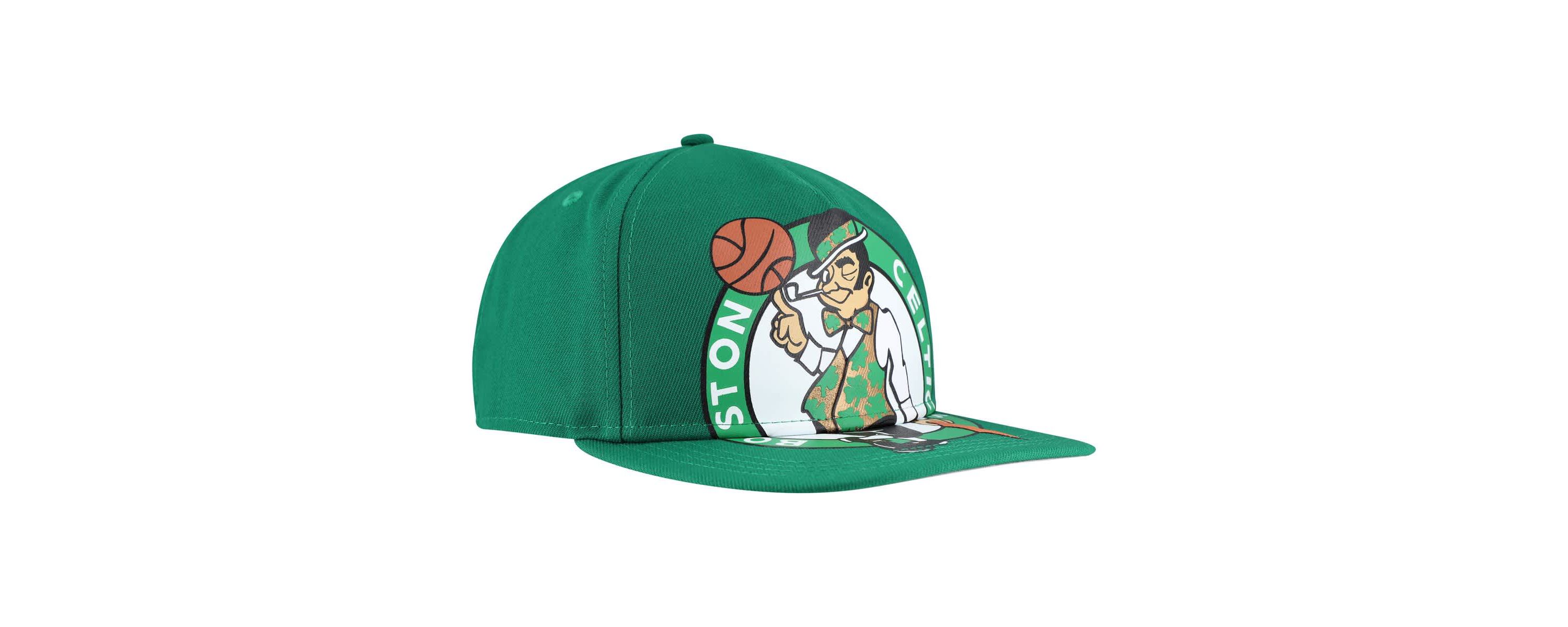 NBA Kelly Boston Celtics Oversized Puff Print Logo Golfer Snapback Hat