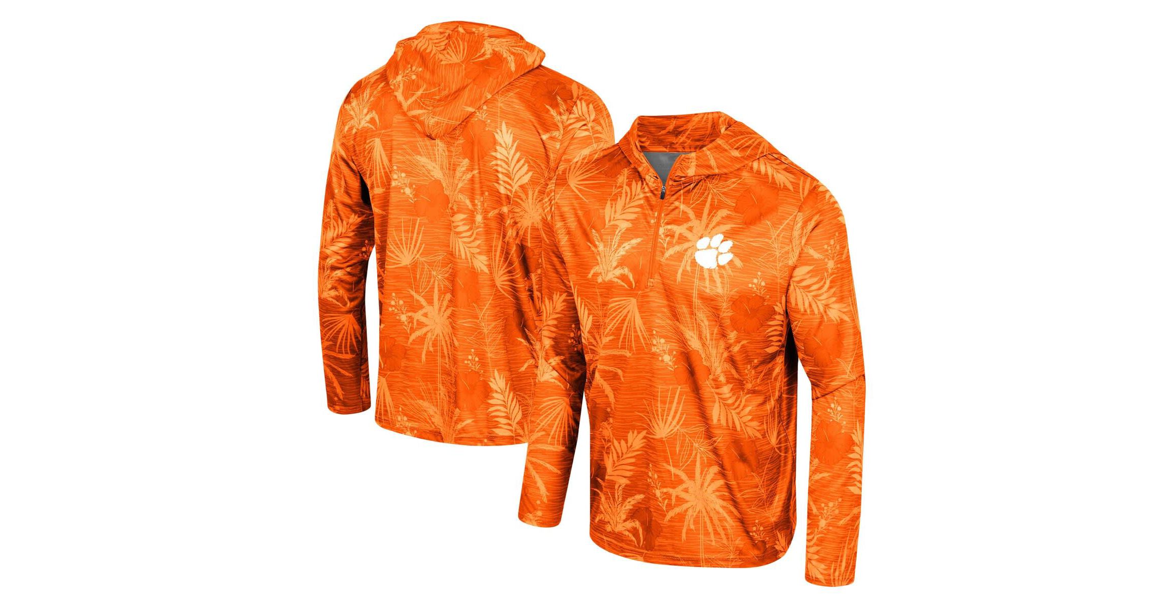 NCAA Clemson Tigers Palms Printed Lightweight Quarter-Zip Hooded Top
