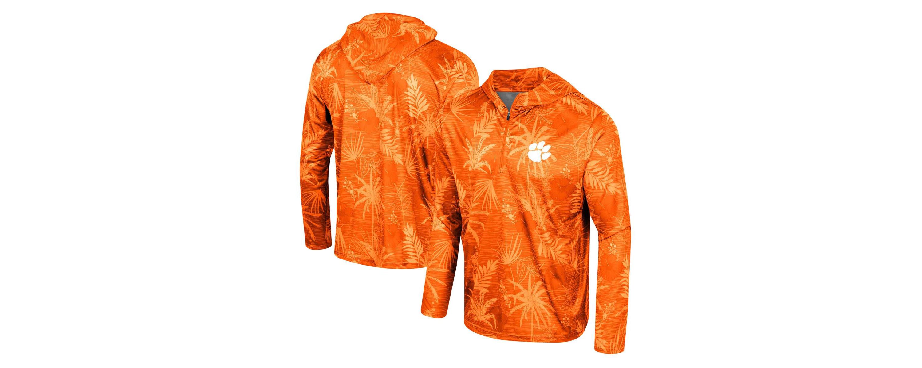 NCAA Clemson Tigers Palms Printed Lightweight Quarter-Zip Hooded Top
