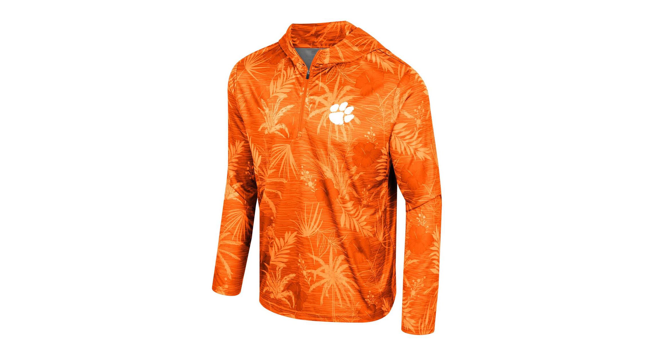 NCAA Clemson Tigers Palms Printed Lightweight Quarter-Zip Hooded Top