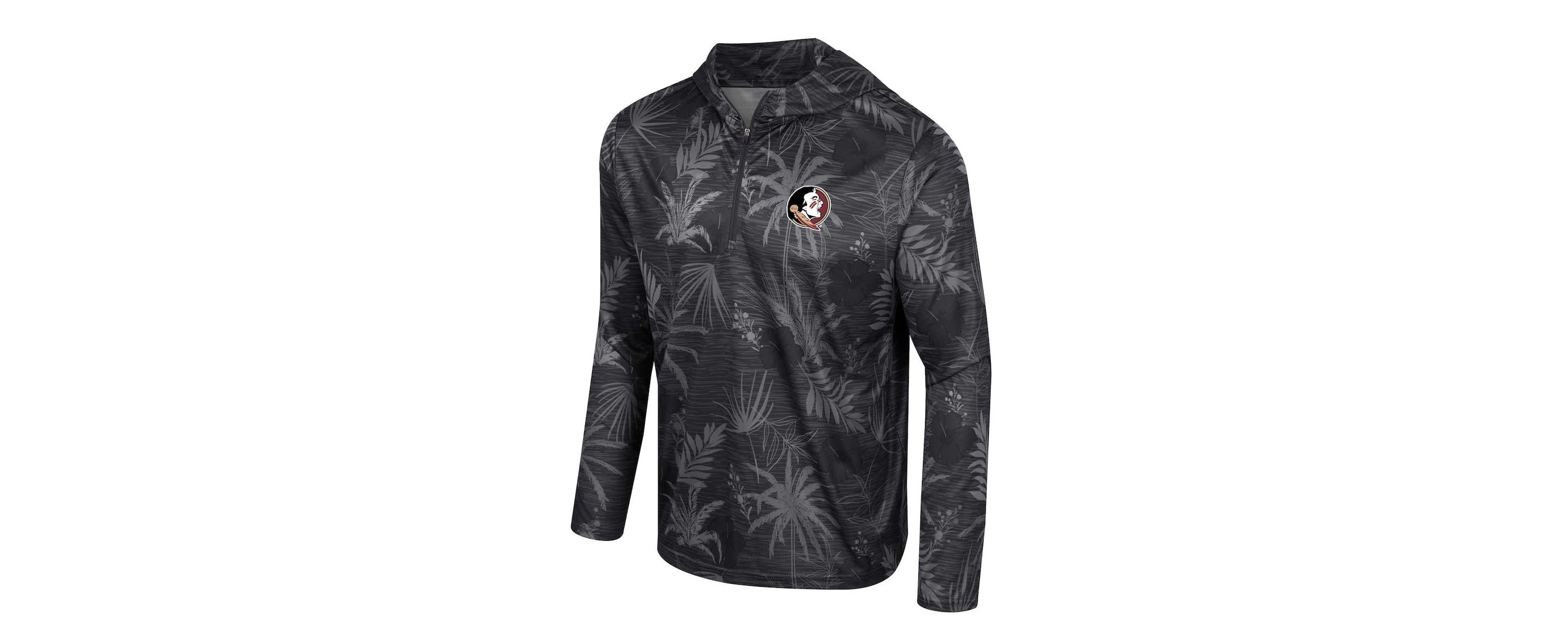 NCAA Florida State Seminoles Palms Printed Lightweight Quarter-Zip Hooded Top