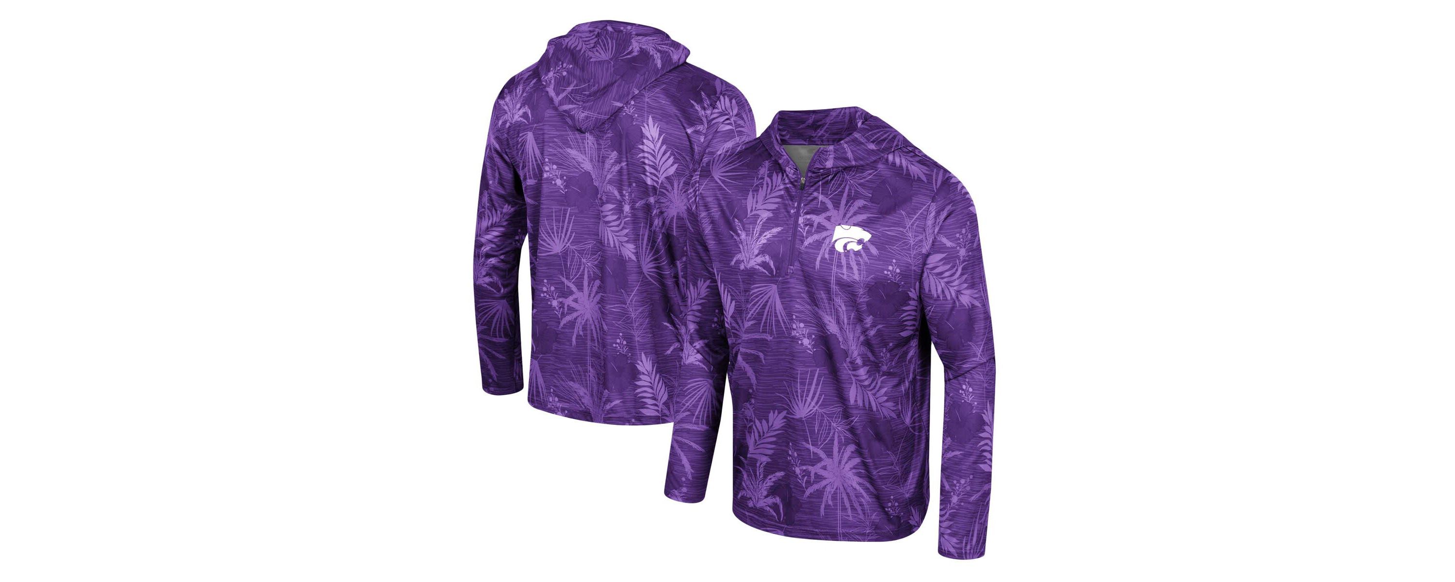 NCAA Kansas State Wildcats Palms Printed Lightweight Quarter-Zip Hooded Top