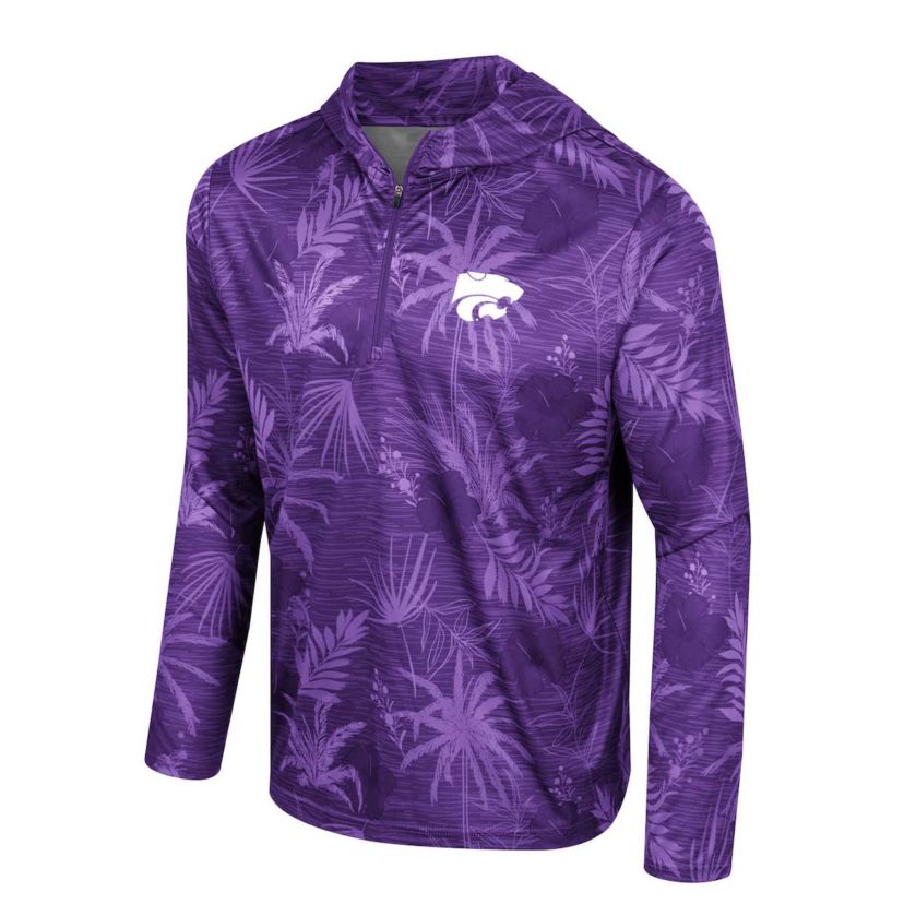 NCAA Kansas State Wildcats Palms Printed Lightweight Quarter-Zip Hooded Top