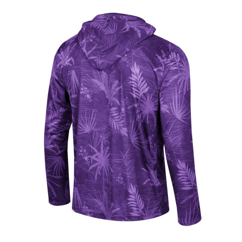NCAA Kansas State Wildcats Palms Printed Lightweight Quarter-Zip Hooded Top