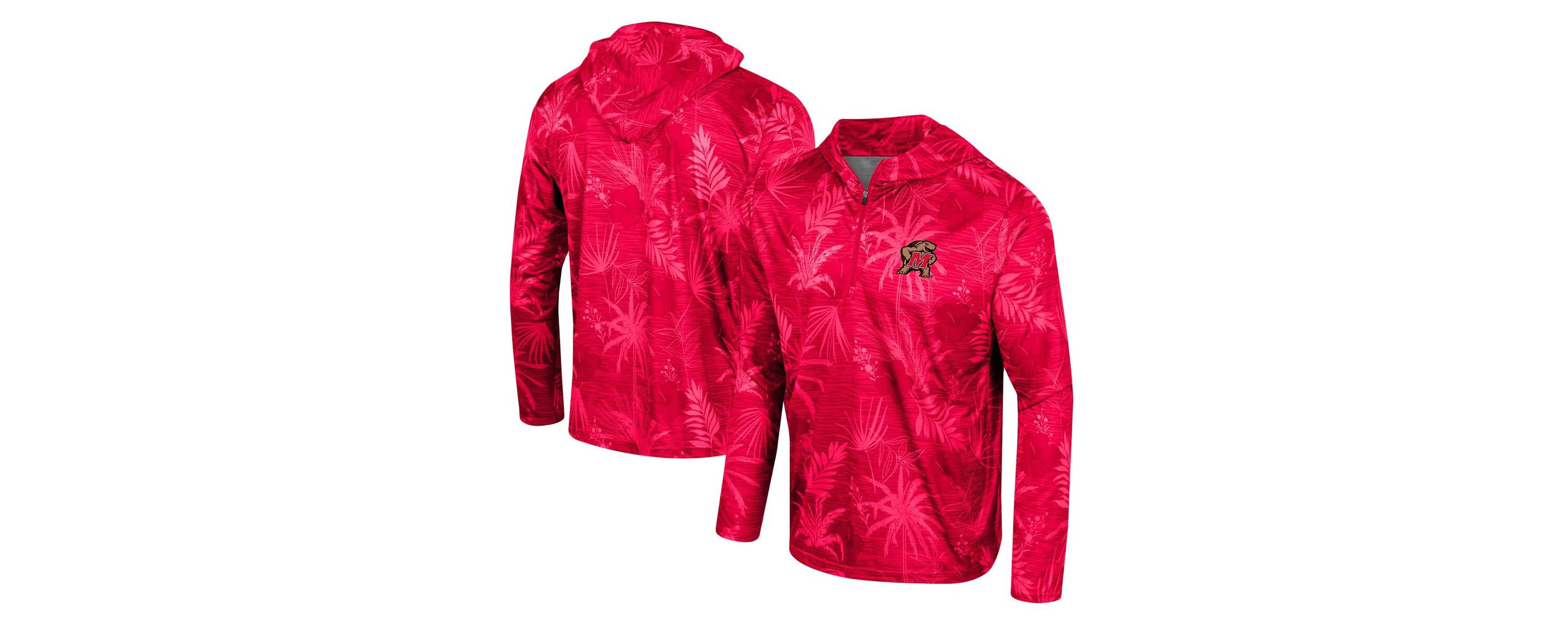 NCAA Maryland Terrapins Palms Printed Lightweight Quarter-Zip Hooded Top