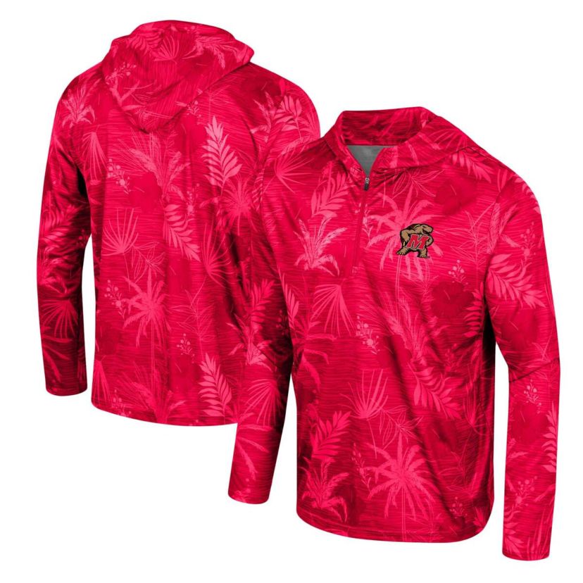 NCAA Maryland Terrapins Palms Printed Lightweight Quarter-Zip Hooded Top