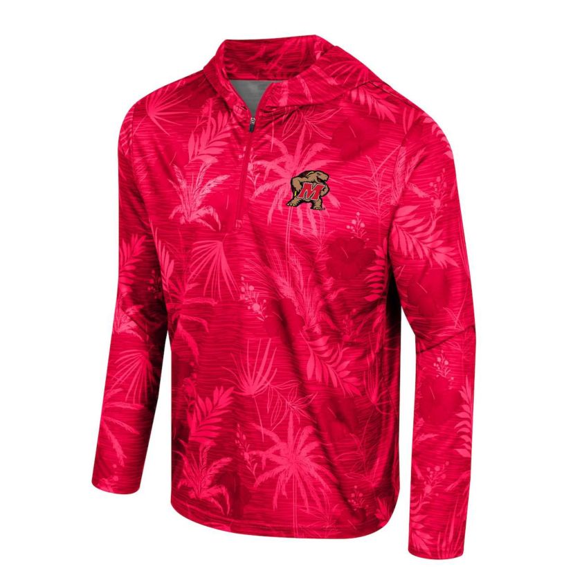 NCAA Maryland Terrapins Palms Printed Lightweight Quarter-Zip Hooded Top