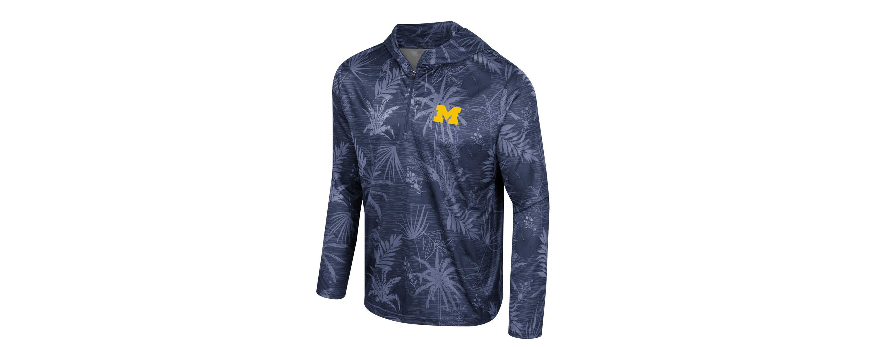 NCAA Michigan Wolverines Palms Printed Lightweight Quarter-Zip Hooded Top