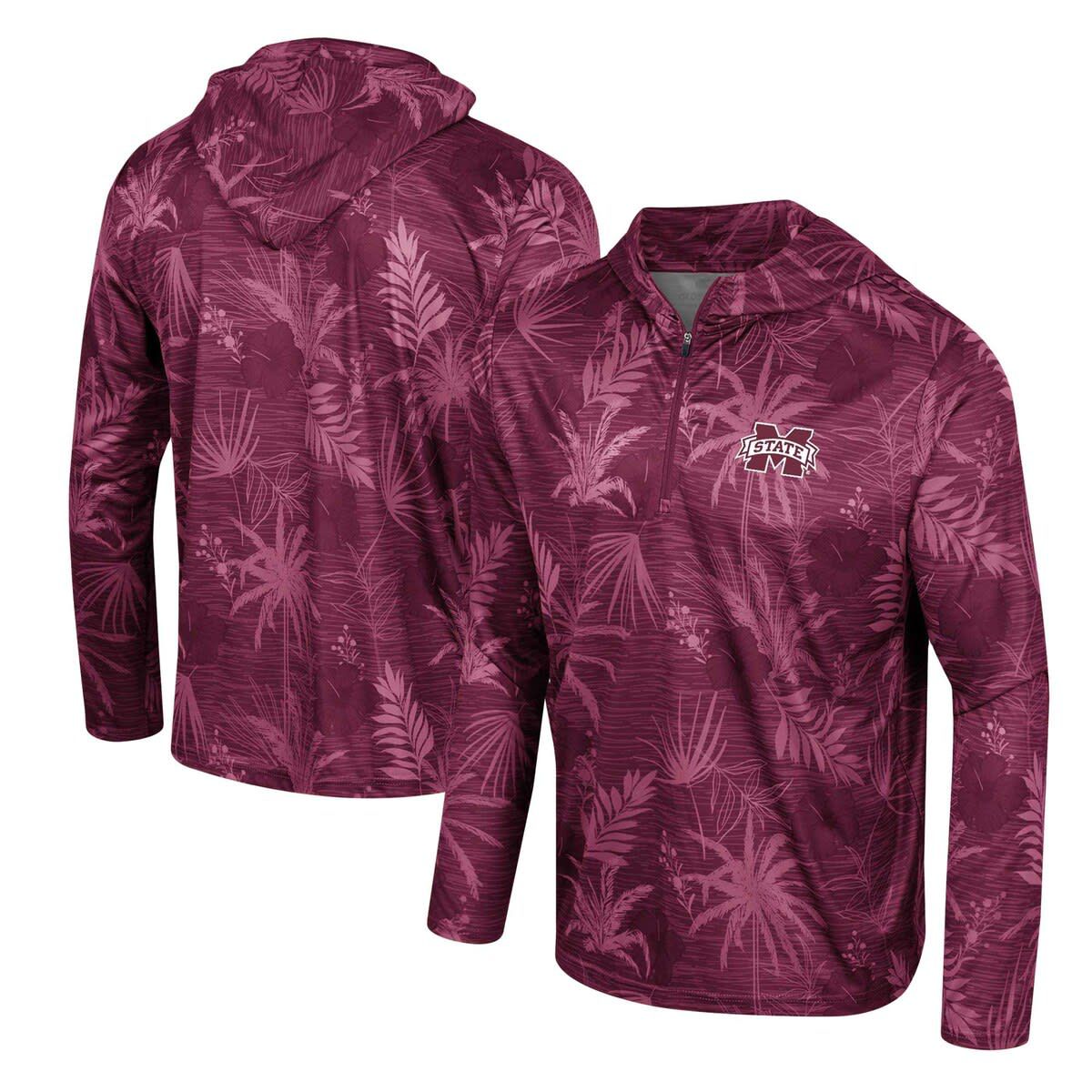 NCAA Mississippi State Bulldogs Palms Printed Lightweight Quarter-Zip Hooded Top