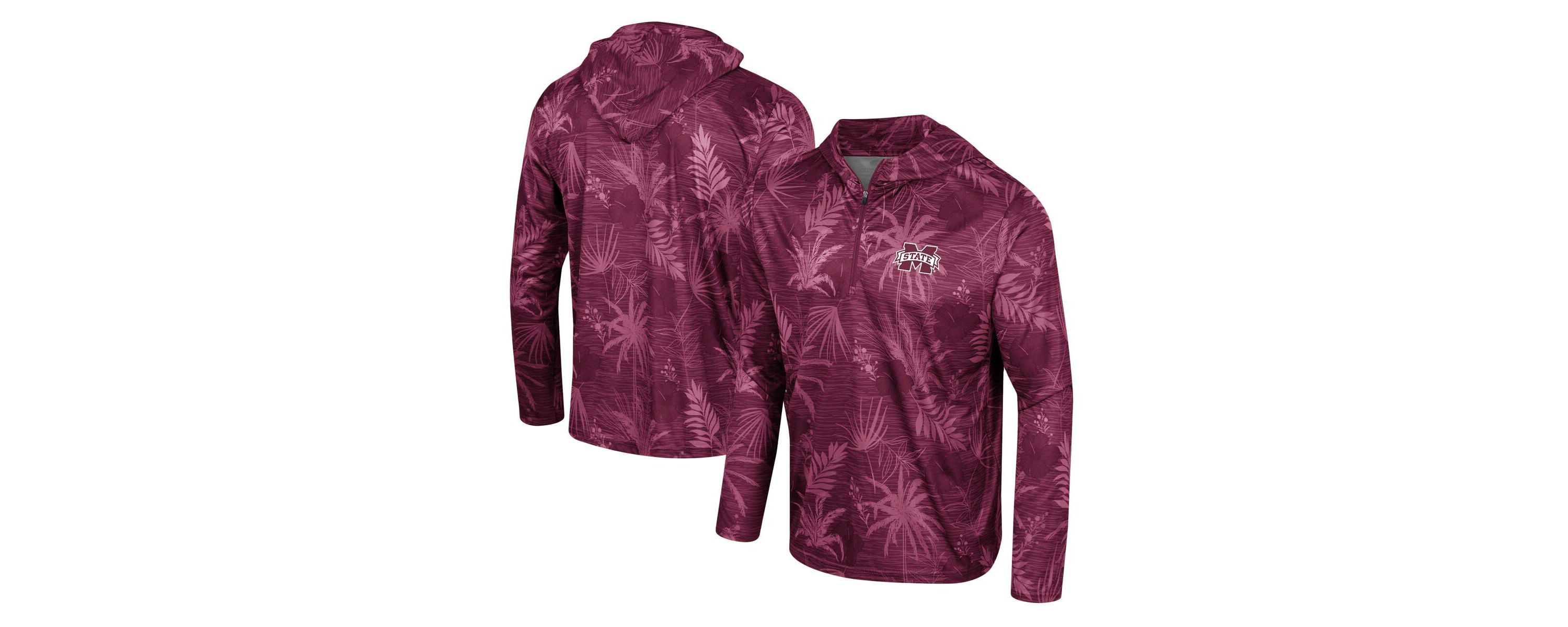 NCAA Mississippi State Bulldogs Palms Printed Lightweight Quarter-Zip Hooded Top