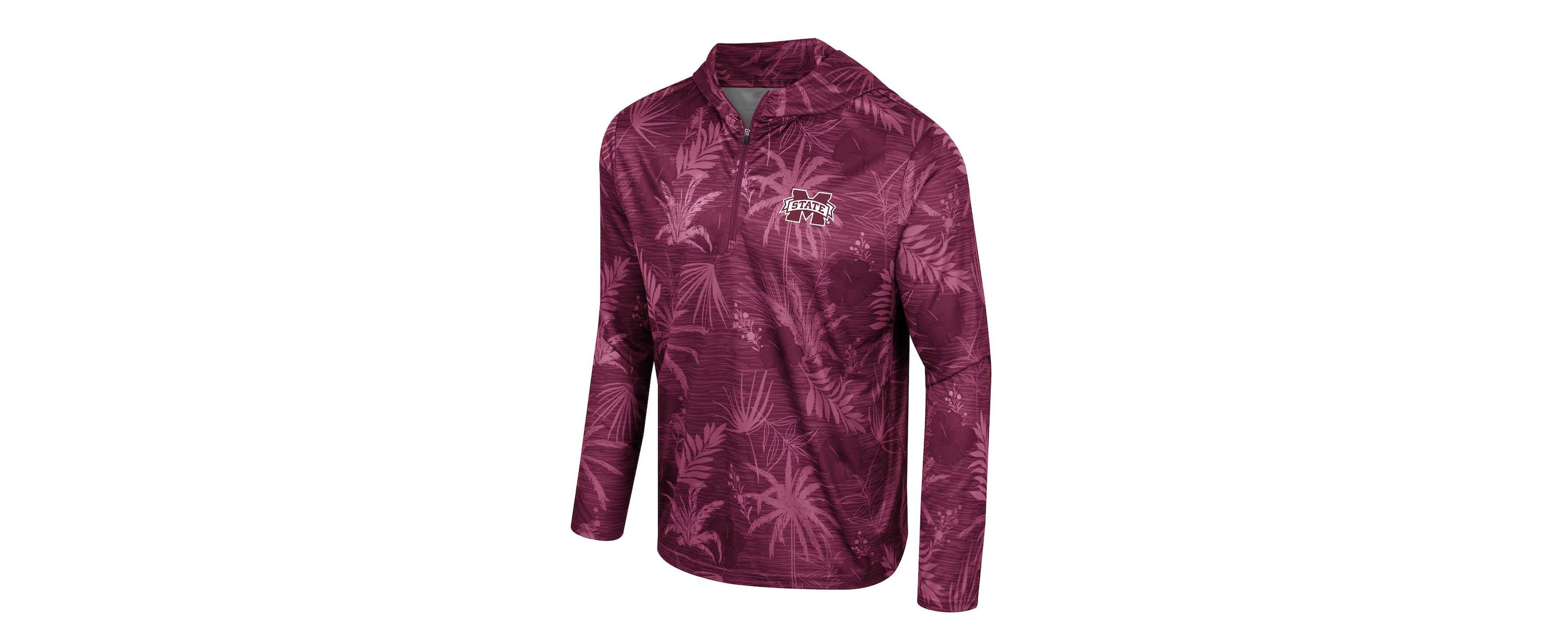 NCAA Mississippi State Bulldogs Palms Printed Lightweight Quarter-Zip Hooded Top
