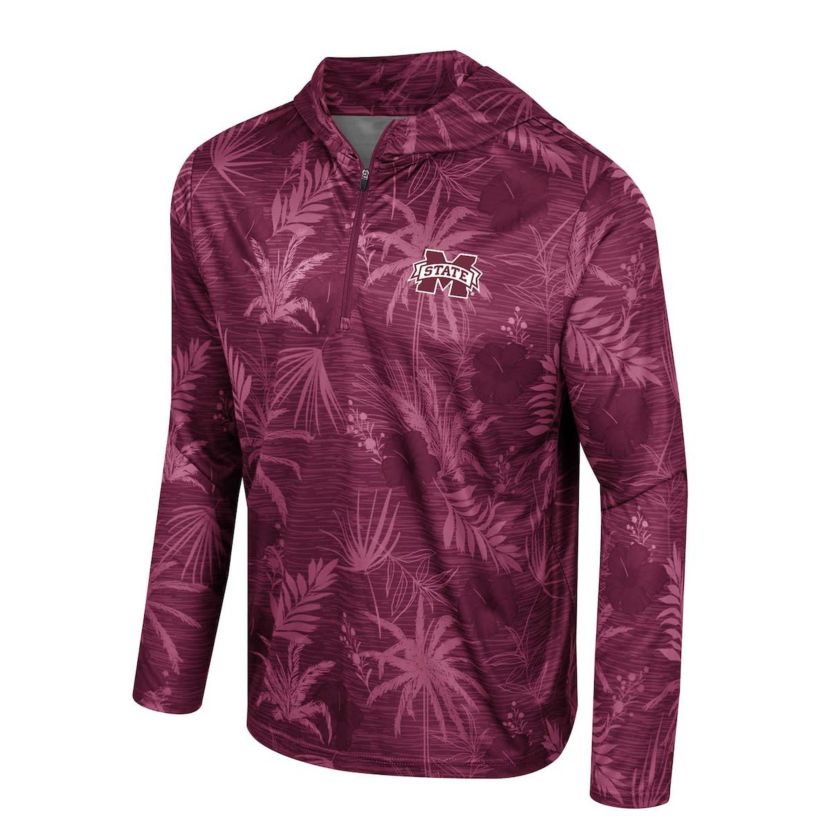 NCAA Mississippi State Bulldogs Palms Printed Lightweight Quarter-Zip Hooded Top