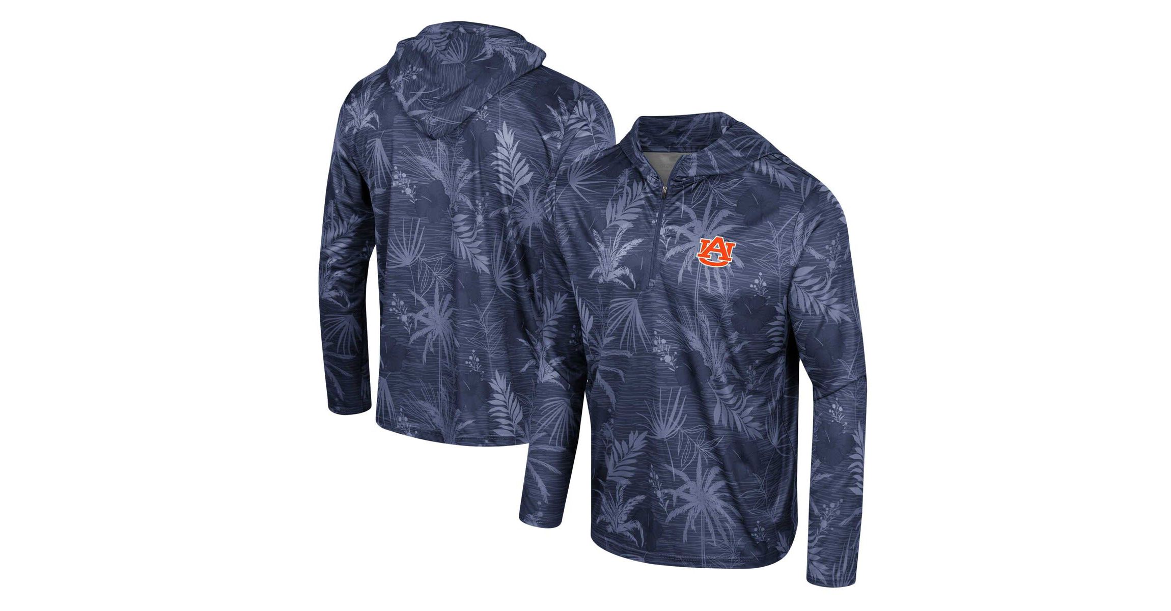 NCAA Auburn Tigers Palms Printed Lightweight Quarter-Zip Hooded Top