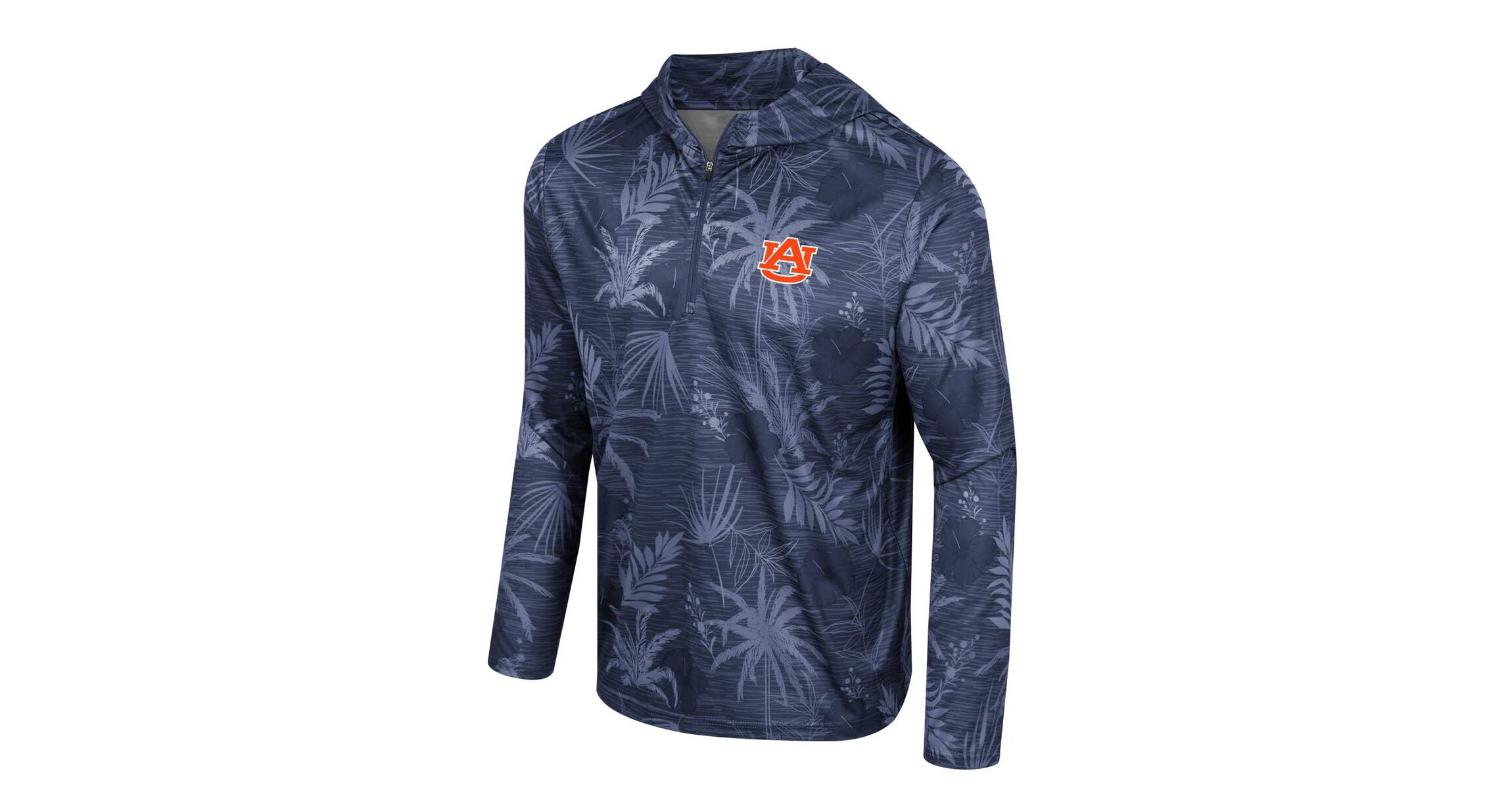 NCAA Auburn Tigers Palms Printed Lightweight Quarter-Zip Hooded Top