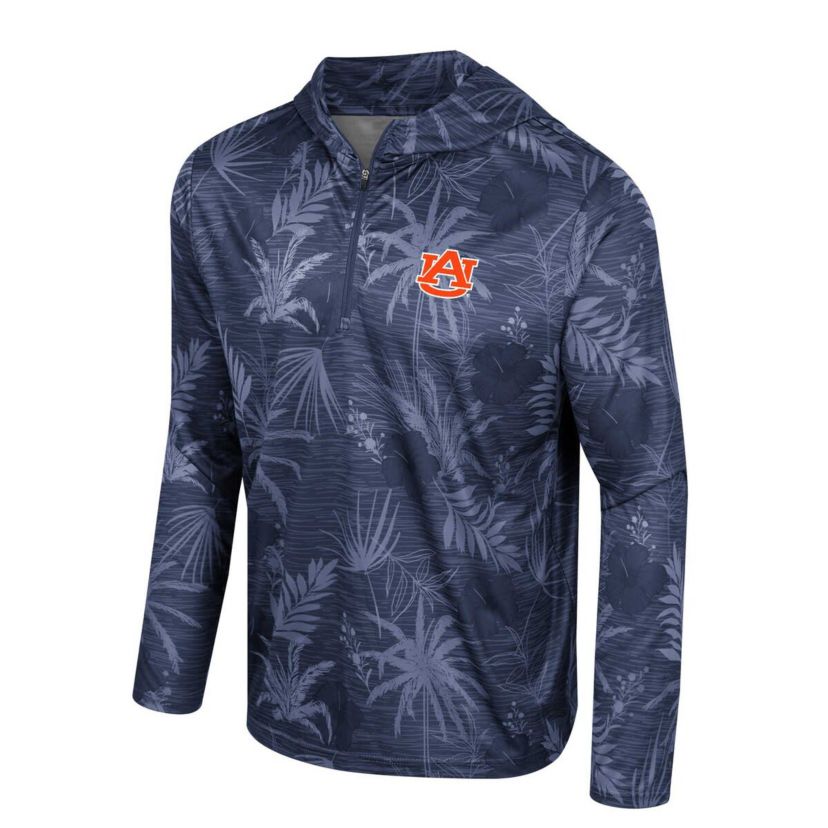 NCAA Auburn Tigers Palms Printed Lightweight Quarter-Zip Hooded Top
