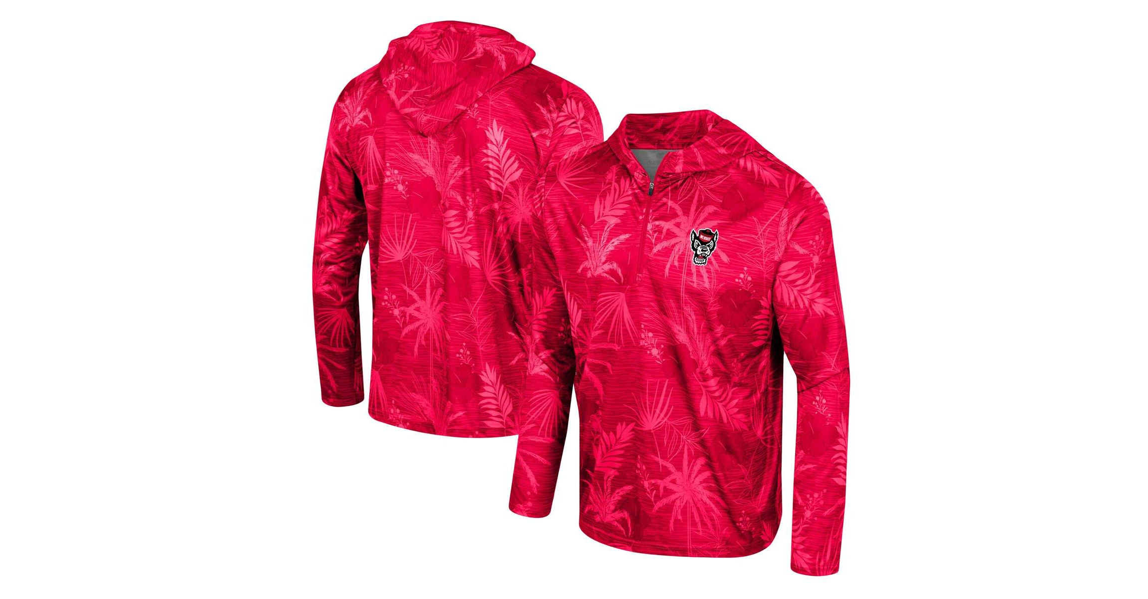 NCAA NC State Wolfpack Palms Printed Lightweight Quarter-Zip Hooded Top