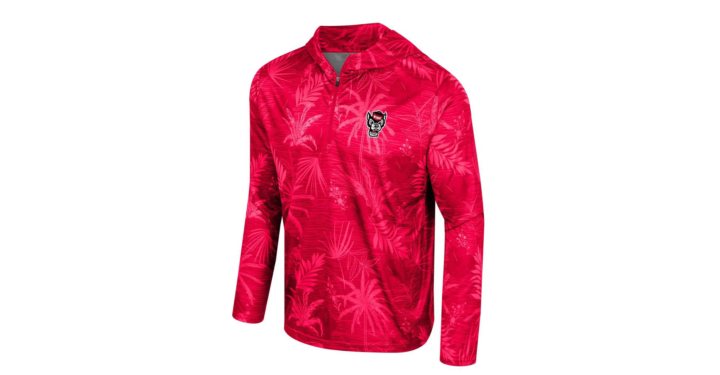 NCAA NC State Wolfpack Palms Printed Lightweight Quarter-Zip Hooded Top