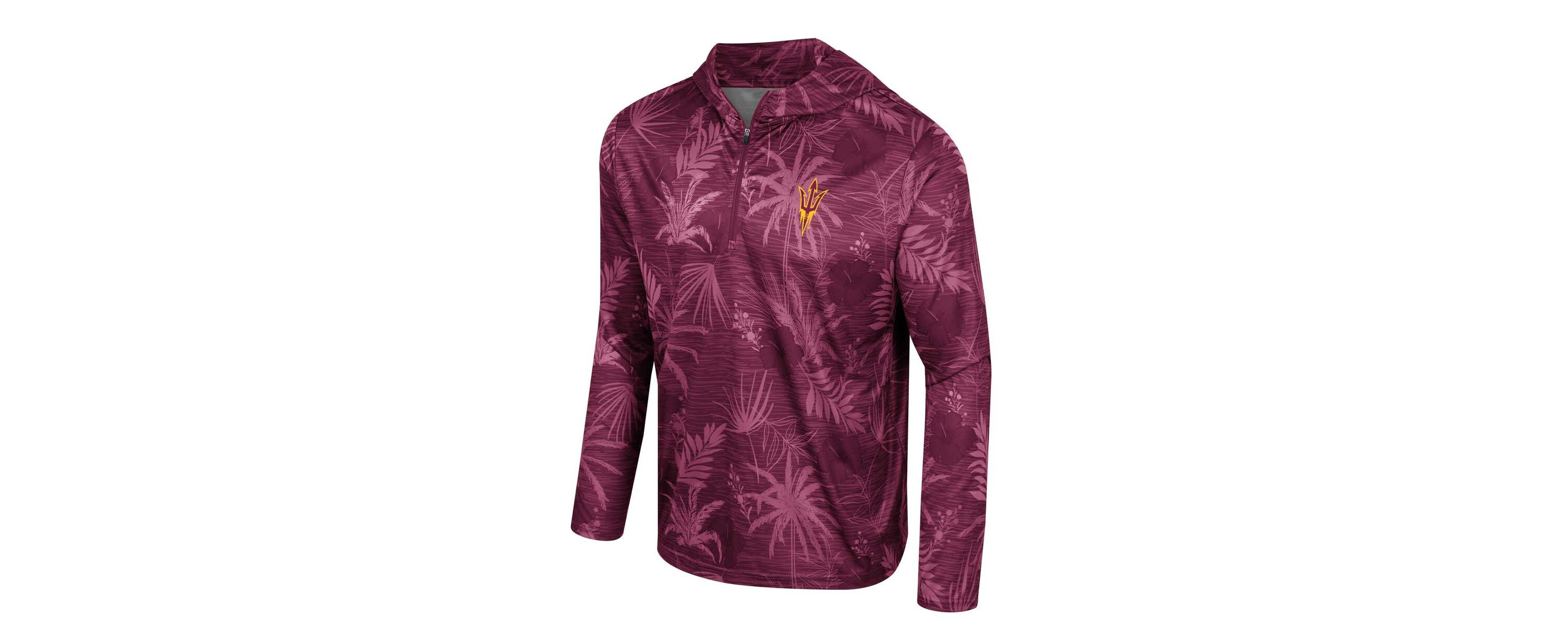 NCAA Arizona State Sun Devils Palms Printed Lightweight Quarter-Zip Hooded Top
