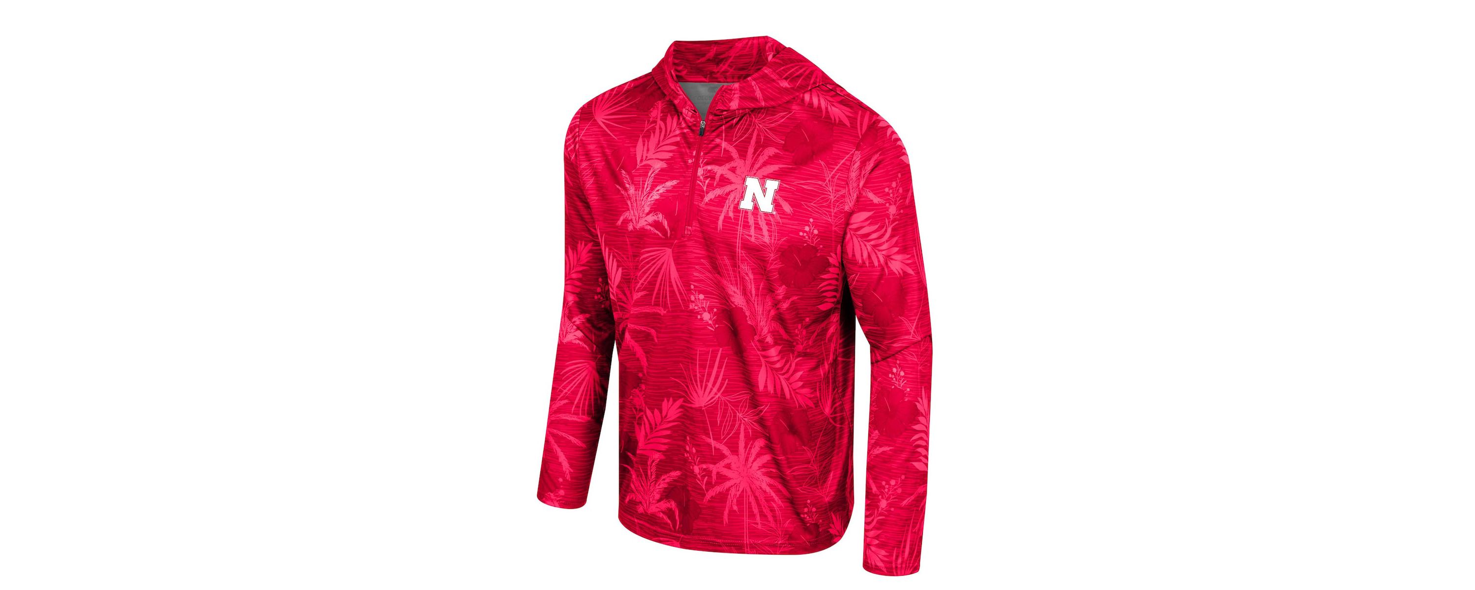 NCAA Nebraska Huskers Palms Printed Lightweight Quarter-Zip Hooded Top