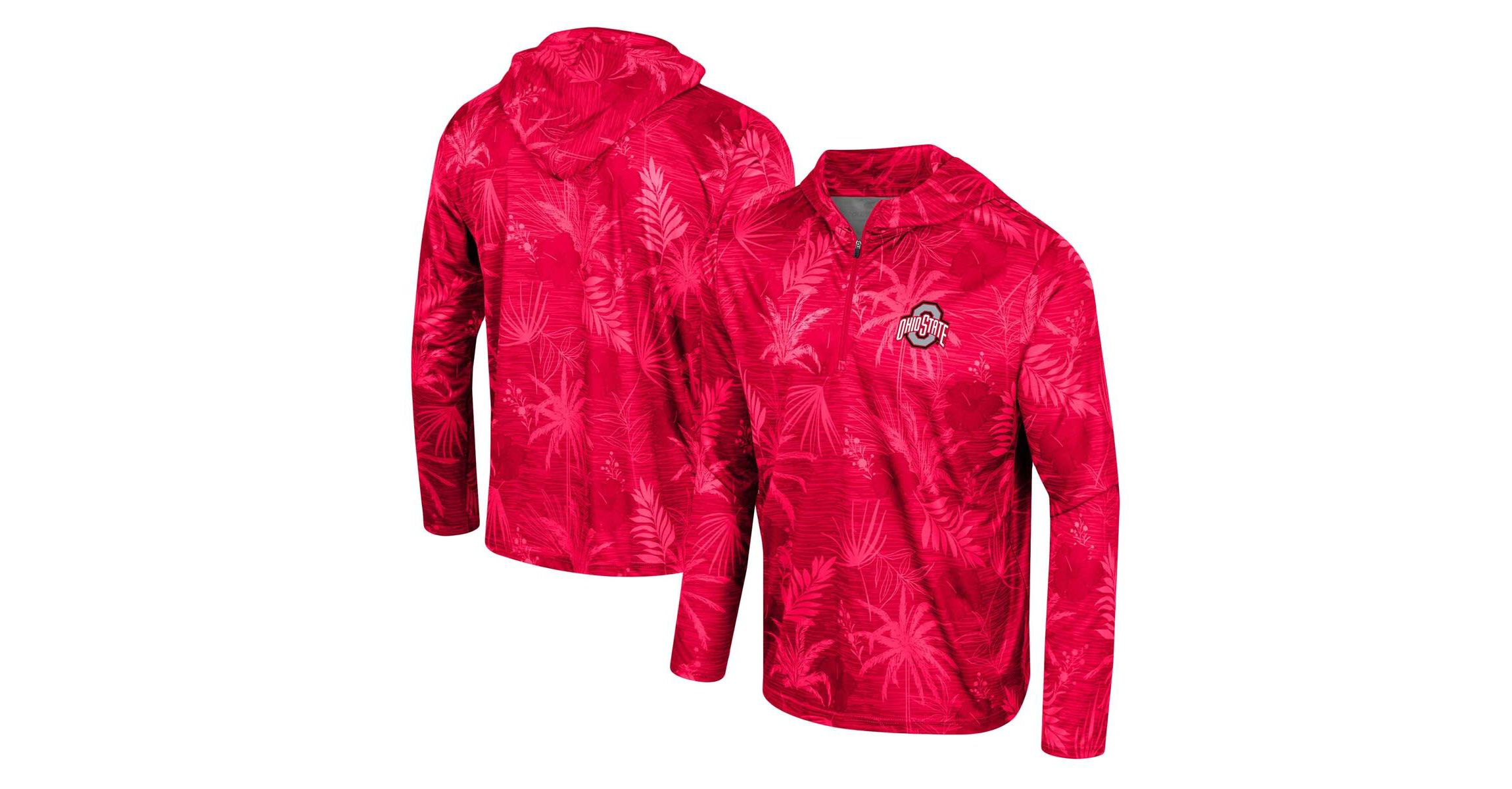 NCAA Ohio State Buckeyes Palms Printed Lightweight Quarter-Zip Hooded Top
