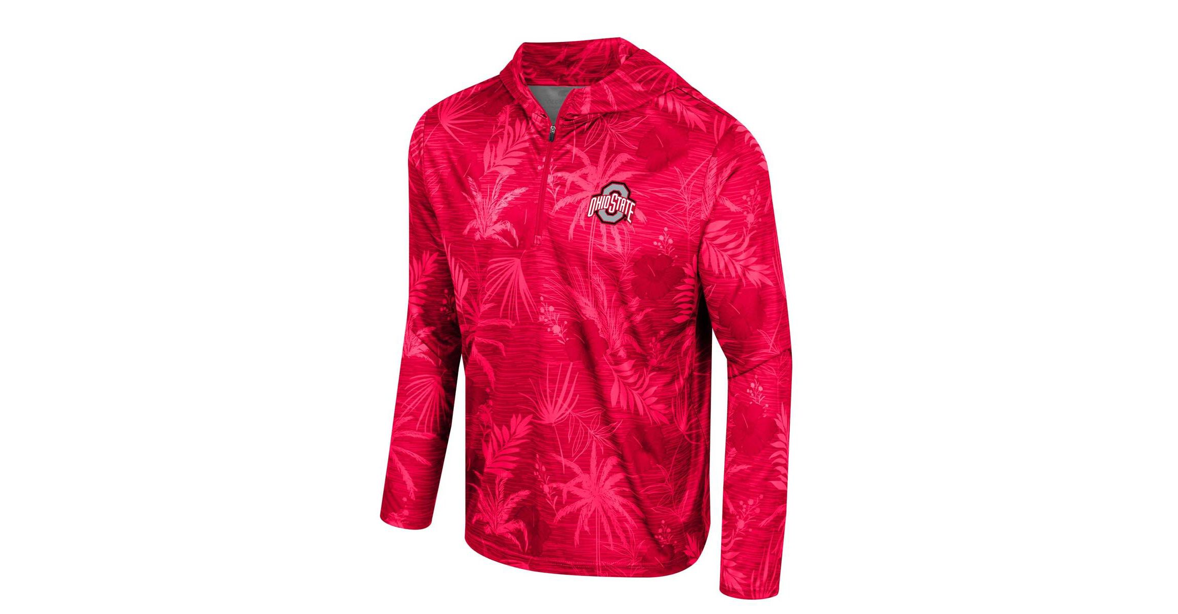 NCAA Ohio State Buckeyes Palms Printed Lightweight Quarter-Zip Hooded Top