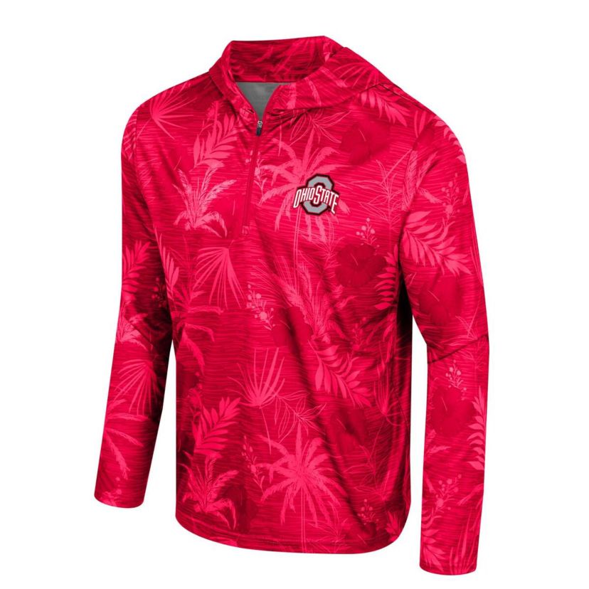 NCAA Ohio State Buckeyes Palms Printed Lightweight Quarter-Zip Hooded Top