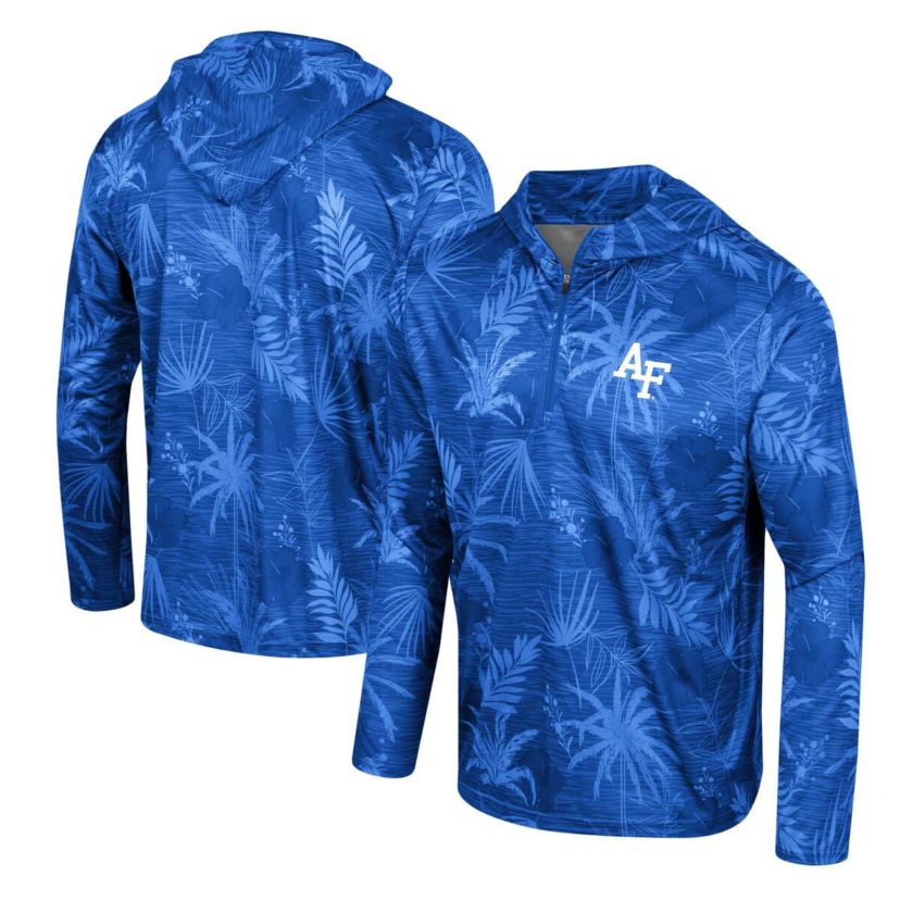NCAA Air Force Falcons Palms Printed Lightweight Quarter-Zip Hooded Top