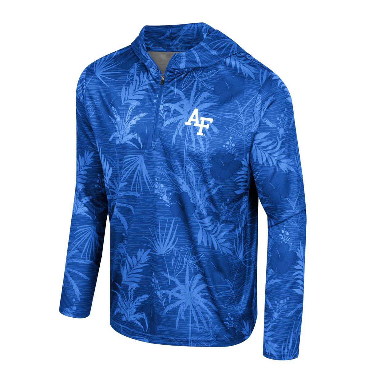 NCAA Air Force Falcons Palms Printed Lightweight Quarter-Zip Hooded Top