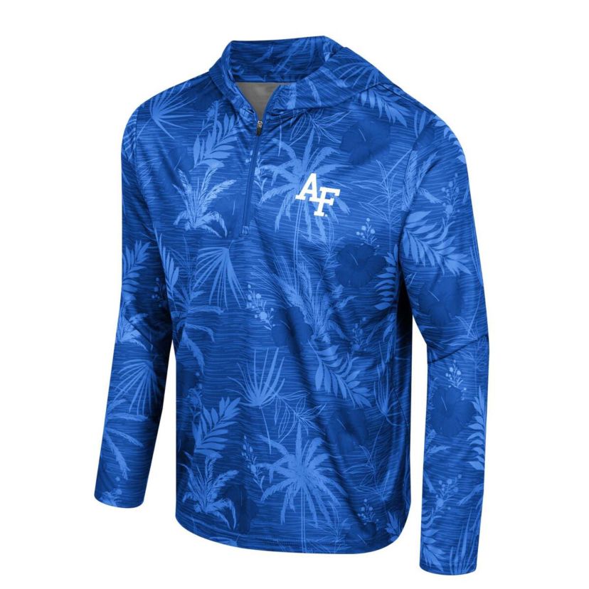 NCAA Air Force Falcons Palms Printed Lightweight Quarter-Zip Hooded Top