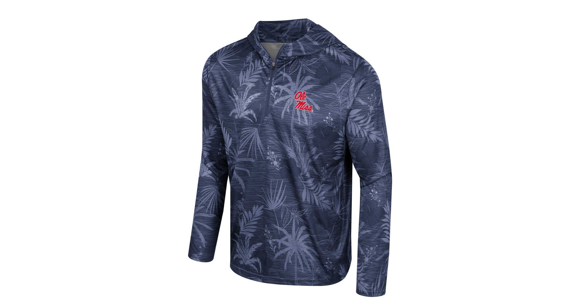 NCAA Ole Miss Rebels Palms Printed Lightweight Quarter-Zip Hooded Top