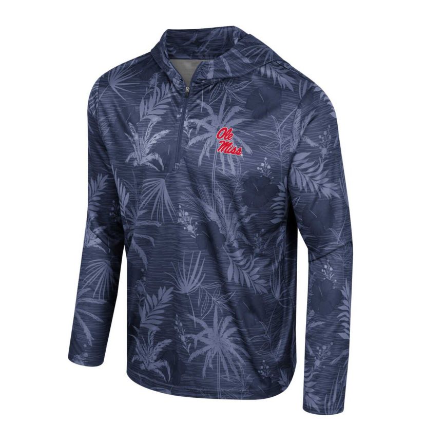 NCAA Ole Miss Rebels Palms Printed Lightweight Quarter-Zip Hooded Top