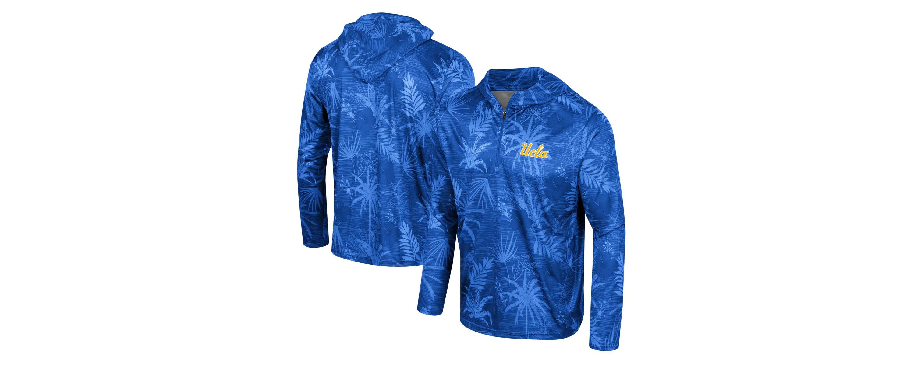 NCAA UCLA Bruins Palms Printed Lightweight Quarter-Zip Hooded Top
