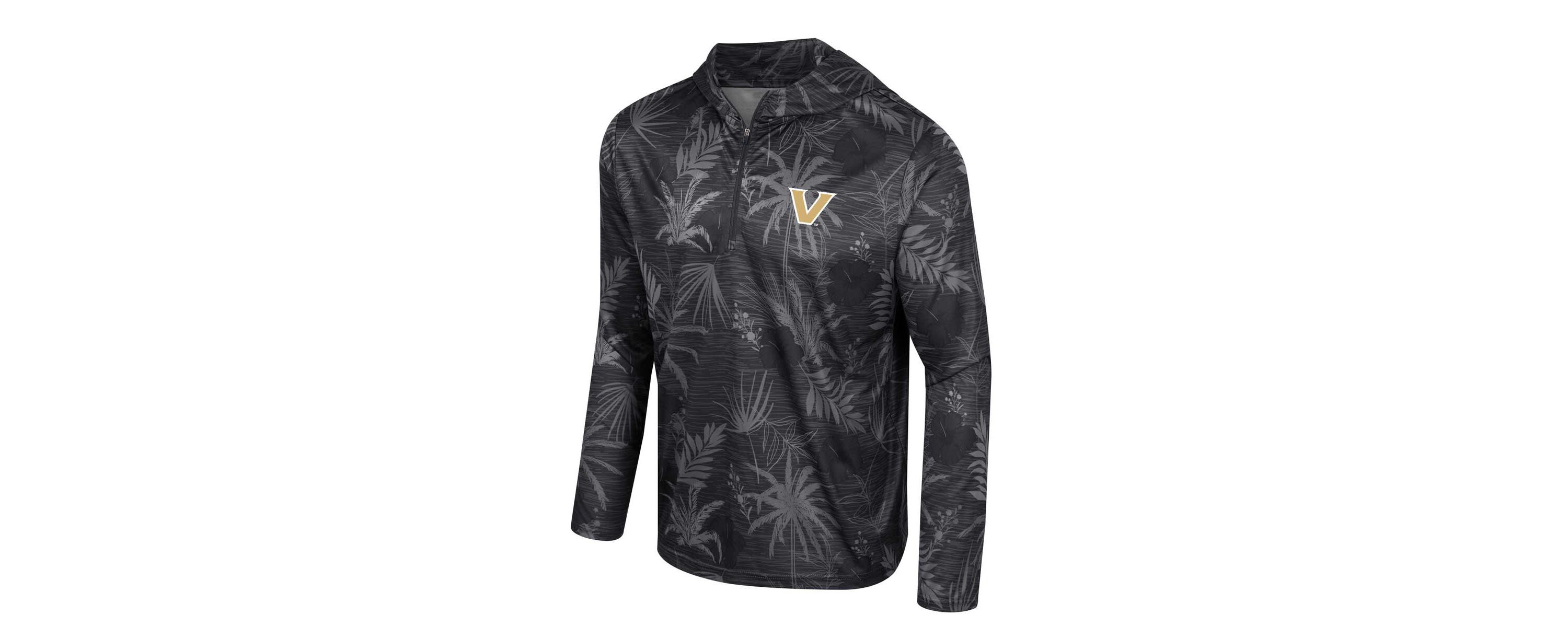 NCAA Vanderbilt Commodores Palms Printed Lightweight Quarter-Zip Hooded Top
