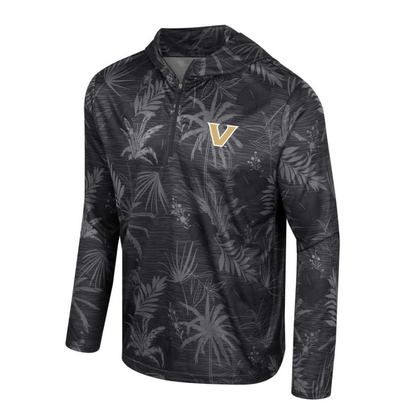 NCAA Vanderbilt Commodores Palms Printed Lightweight Quarter-Zip Hooded Top