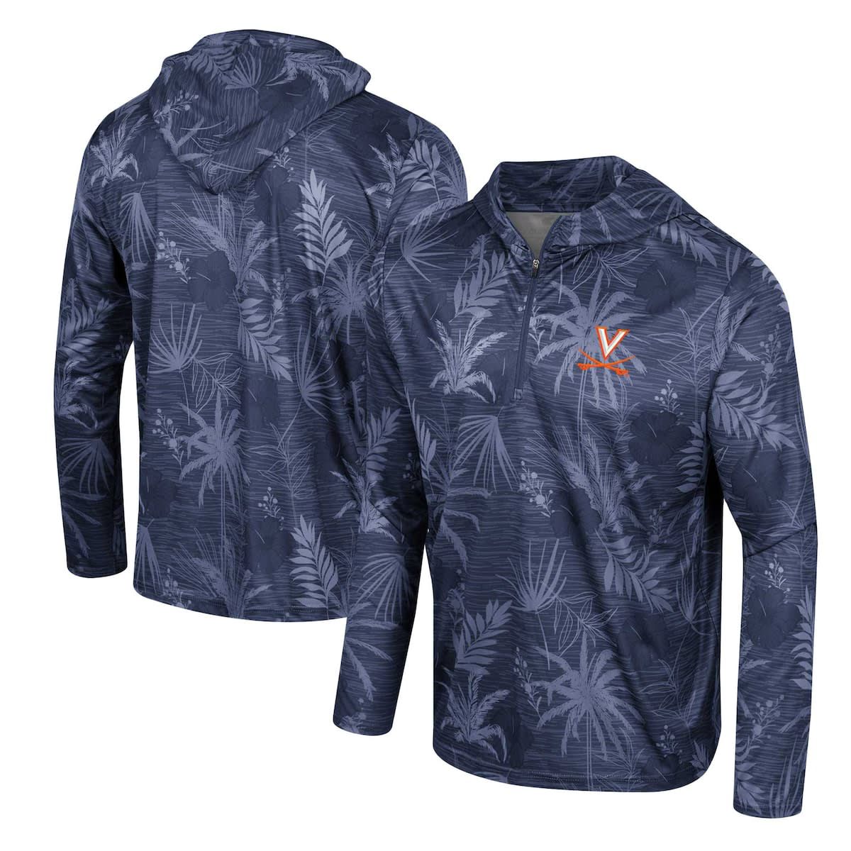 NCAA Virginia Cavaliers Palms Printed Lightweight Quarter-Zip Hooded Top